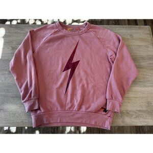 Aviator Nation Mauve Pink Lightning Bolt Crewneck Sweatshirt